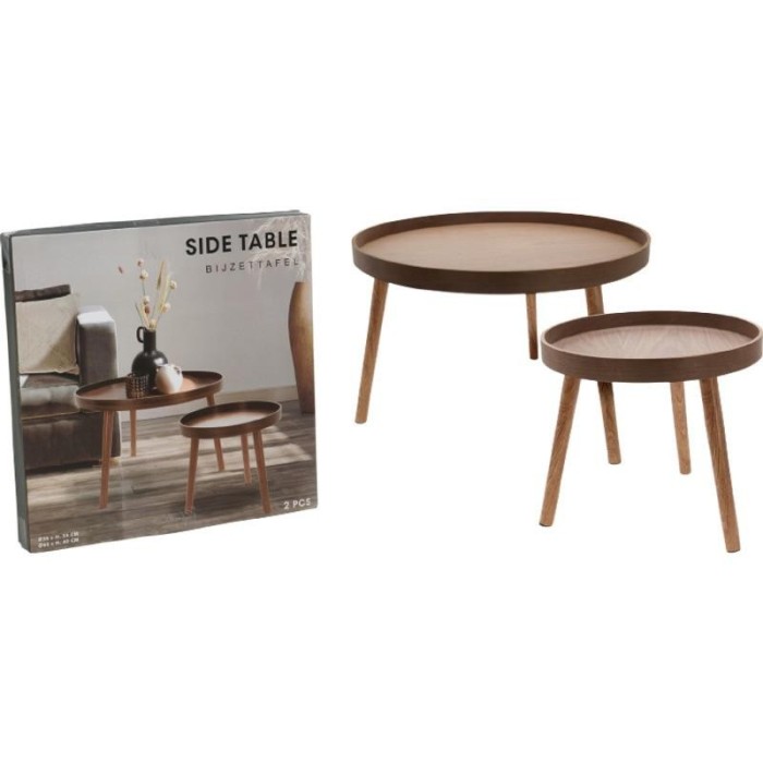 SET 2 TAVOLINI LEGNO MARRONE